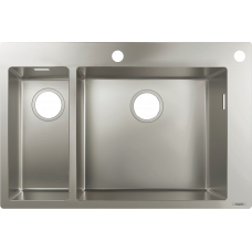 Hansgrohe S712-F655 на стільницю 2х35Ø 755х500 дві чаші 180/450 (43310800) Stainless Steel