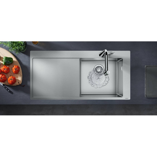 Кухонна мийка Hansgrohe S715-F450 на стільницю 1x35Ø 1045х510 полиця зліва Stainless Steel (43306800)
