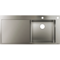 Кухонная мойка Hansgrohe S717-F450 на столешницу 2х35Ø 1045х510 полица слева Stainless Steel (43307800)