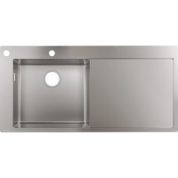 Кухонна мийка Hansgrohe S718-F450 на стільницю 2х35Ø 1045х510, полиця зліва Stainless Steel (43332800)