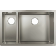 Кухонна мийка Hansgrohe S719-U655 під стільницю 705х450 на дві чаші 180/450 (43429800) Stainless Steel