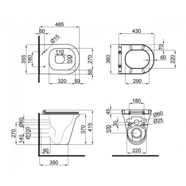 Унітаз Qtap Virgo безобідковий з сидінням Soft-close QT1833051ERMB