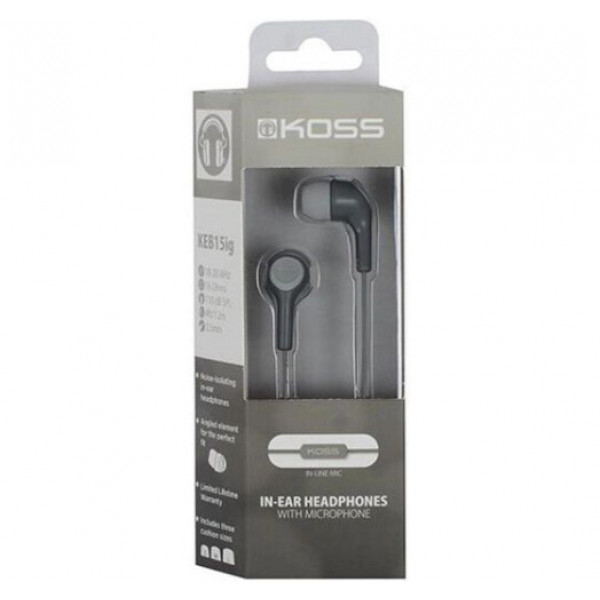 Навушники Koss KEB15iGRY Mic Grey (195033.101)