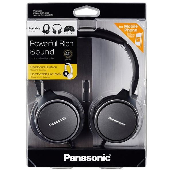 Навушники On-ear Panasonic RP-HF500M 3.5 mini-jack, Mic, Чорний (RP-HF500MGCK)