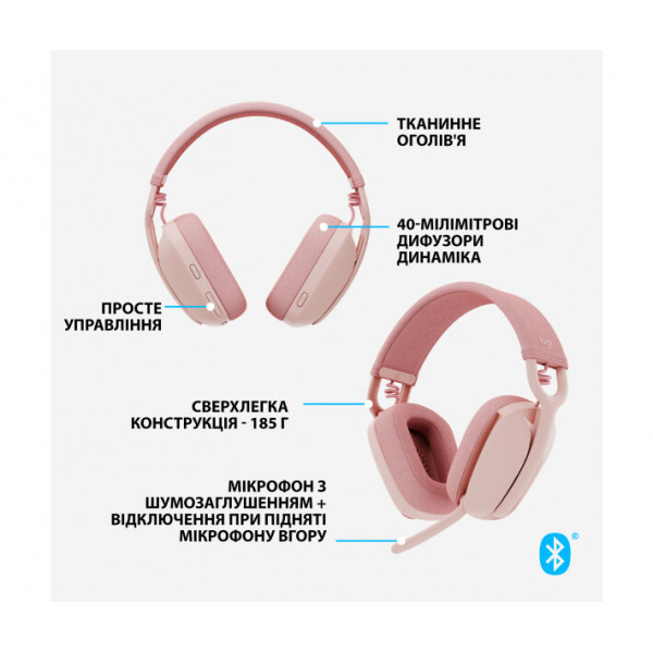 Навушники Logitech Zone Vibe 100 Wireless Rose (981-001224)