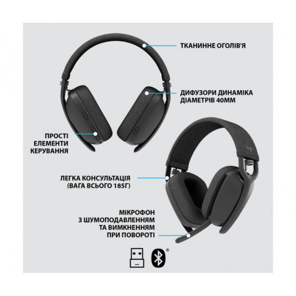 Навушники Logitech Zone Vibe 125 Graphite (981-001126)