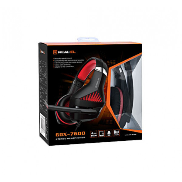 Навушники REAL-EL GDX-7600 Black-Red