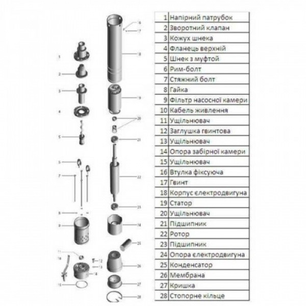 Глибинний насос VOLKS pumpe 3,5 QGD 1-60-0,5кВт 3,5 дюйми + кабель 15м