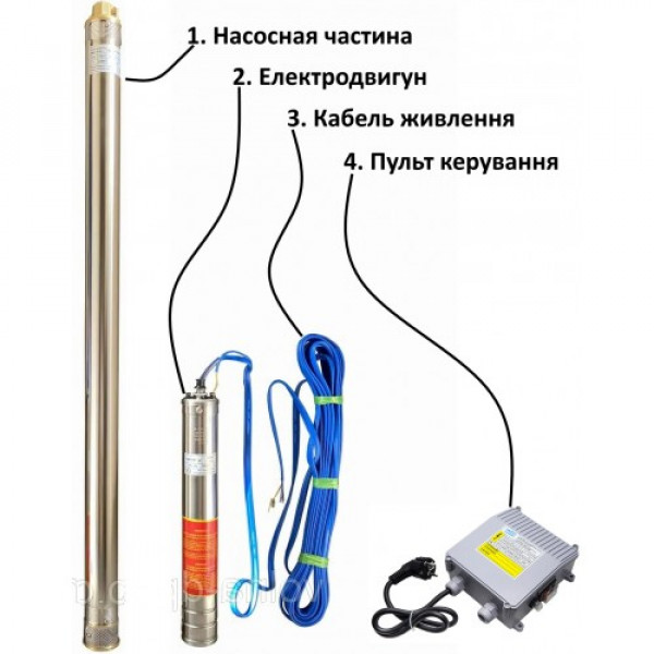 Глибинний насос 2,5″ OPTIMA 2,5SDm1,5/33 0,55 кВт 87м + пульт+кабель 15м