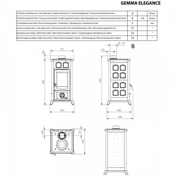 Піч-камін La Nordica GEMMA Elegance Bordeaux