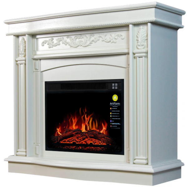 Камінокомплект ArtiFlame CARDINAL AF23S Білий ДУБ Кутовий