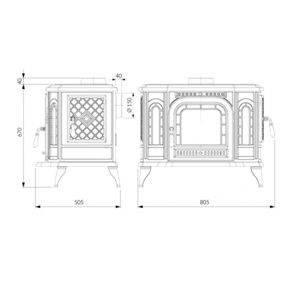 Піч-камін KAWMET P7 (10.5 kW) CookTop EKO